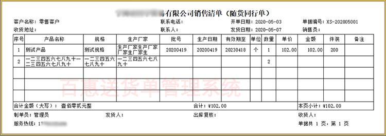 医药销售清单